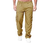 Pantalon De Sueur en Coton Hommes Toutes Saisons Fit Pantalon décontracté Tout Couleur Unie Poche Pantalon Salopette Plage Jambe Droite Fitness Sport Poches Pantalon Carte Bancaire (Rose Gold, M)