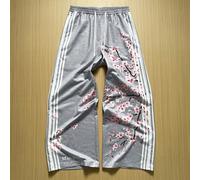 Pantalon de survêtement à cordon de serrage avec rayures latérales imprimées pour hommes L,M,S,XL,XXLLettres,Rayé,PlantesTissu tricoté