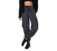 Pantalon de survêtement ample avec bas cintré pour femme - Coupe ample - Jambe droite - Sport doux avec poches - Coupe ample - Pantalon de détente cargo actif 2025 - Pantalon d'entraînement