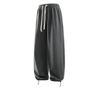 Pantalon de survêtement ample de couleur unie avec cordon de serrage pour homme - Jambe droite - Pantalon de yoga taille haute - Coupe ample - Doux et confortable - Pantalon de jogging actif et