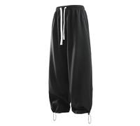 Pantalon de survêtement ample de couleur unie avec cordon de serrage pour homme - Jambe droite - Pantalon de yoga taille haute - Coupe ample - Doux et confortable - Pantalon de jogging actif et