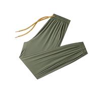 Pantalon de survêtement ample décontracté avec bas cintré pour femme - En soie glacée - Protection solaire - Confortable - Taille haute - Coupe décontractée - Pantalon de yoga d'été confortable