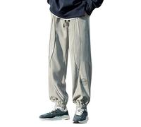 Pantalon de survêtement ample décontracté pour homme - Style rétro - Sport actif avec poches - Coupe ample - Pantalon de course à pied confortable - Pantalon de yoga 2025 confortable, gris, XXL