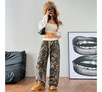 Pantalon de survêtement ample en maille vert armée confortable et élastique pour femmes, idéal pour le retour à l'école au printemps/été L,M,S,XL,XS,XXL,XXS,XXXL,XXXXLTissu tricoté
