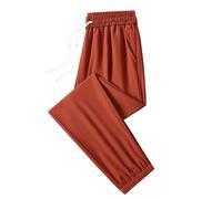 Pantalon de survêtement ample en soie glacée avec bas cintré pour femme, décontracté, élastique, confortable, taille haute, coupe ample, sport, entraînement, détente, yoga, confortable, athlétique