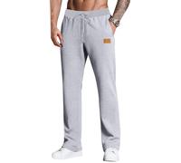 Pantalon de survêtement ample pour homme - Bas ouvert, taille élastique décontractée, conçu pour les entraînements, une utilisation athlétique et un usage quotidien, comprend des poches, gris, XL