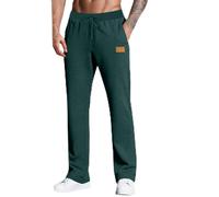 Pantalon de survêtement ample pour homme - Coupe ample - Jambe large - Bas ouvert - Taille élastique - Pantalon de jogging athlétique - Avant plat, Vert noir, M