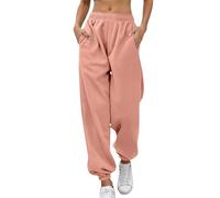 Pantalon de survêtement ample taille haute avec poches pour femme - Pantalon de jogging ample et confortable - Pantalon de yoga 2025 - Doux et décontracté, beige, L