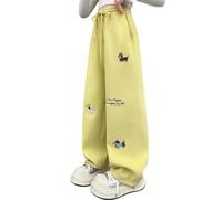 Pantalon de survêtement baggy Barrel pour filles Y2K brodé chien jambe large jogging enfants élastique taille haute mignons animaux tricotés pantalons de sport adolescents tendance athlétique