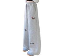 Pantalon de survêtement baggy Barrel pour filles Y2K brodé chien jambe large jogging enfants élastique taille haute mignons animaux tricotés pantalons de sport adolescents tendance athlétique