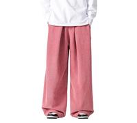 Pantalon de survêtement baggy pour homme - Jambes larges - Avec cordon de serrage - Taille élastique - Pantalon de sport décontracté - En velours côtelé - Décontracté - Léger - Hip Hop, O rose., M