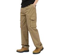 Pantalon de survêtement cargo décontracté pour homme, taille extensible, coupe décontractée, pantalon cargo tactique multi-poches, durable, jaune, L