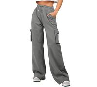 Pantalon de survêtement cargo pour femme - Jambe droite - Coupe ample - Pantalon de survêtement cargo baggy plus - Pantalon d'hiver à taille élastique - Pantalon d'hiver long et épais, GY3., XXL