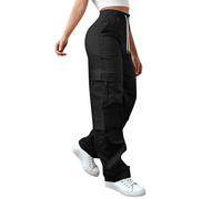 Pantalon de survêtement cargo pour femme, jambe droite, léger, décontracté, jambes larges, pantalon doublé en polaire, pantalon de jogging doublé avec poches, pantalon de détente épais, petit pantalon