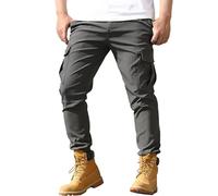 Pantalon de survêtement cargo pour homme avec poches multiples - Pantalon décontracté pour le sport en plein air - Vêtements de travail pour homme, randonnée, travail, gris, 3XL