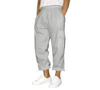 Pantalon de survêtement court pour homme de 22,9 cm - Taille élastique - Cordon de serrage - Pantalon capri décontracté - Jambes droites - Pantalon d'été ample avec poches pour homme, gris, M