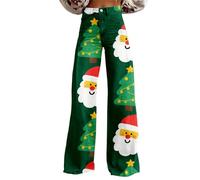 Pantalon de survêtement de Noël ample pour femme - Taille haute - Motif - Léger - Coupe ample - Pantalon coloré - Imitation jean pour intérieur et extérieur - Cadeaux de Noël, Mr3, S