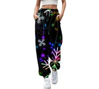 Pantalon de survêtement de Noël pour femme, coupe flexible, liberté de mouvement, extensible, dynamique, confort, réactif, style de vie actif, 04#_Violet clair, XL