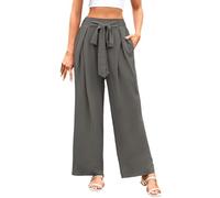 Pantalon de survêtement décontracté pour femme avec jambes larges et fonction de nouage pour un confort quotidien et un port polyvalent tout au long de l'année, gris, L