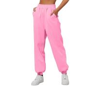 Pantalon de survêtement décontracté pour femme - Taille haute - Coupe ample - Doux - Confortable - Pour le yoga, la course à pied, l'entraînement et le confort, rose, 3XL