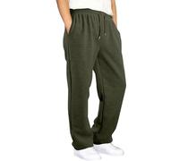 Pantalon de survêtement décontracté pour garçon, jambe droite, bas ouvert, pantalon de jogging athlétique décontracté avec taille élastique, vert militaire, 9-10 ans