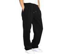 Pantalon de survêtement décontracté pour garçon, jambe droite, bas ouvert, pantalon de jogging athlétique décontracté avec taille élastique, Noir , 9-10 ans