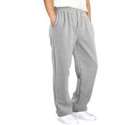 Pantalon de survêtement décontracté pour garçon, jambe droite, bas ouvert, pantalon de jogging athlétique décontracté avec taille élastique, gris clair, 9-10 ans