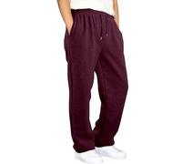 Pantalon de survêtement décontracté pour garçon, jambe droite, bas ouvert, pantalon de jogging athlétique décontracté avec taille élastique, rouge vin, 9-10 ans