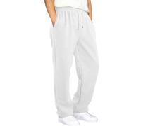 Pantalon de survêtement décontracté pour garçon, jambe droite, bas ouvert, pantalon de jogging athlétique décontracté avec taille élastique, blanc, 9-10 ans