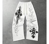 Pantalon de survêtement décontracté pour hommes avec cordon de serrage à la taille et imprimé croix L,M,S,XL,XXLgraphique,Lettres,PlantesÉtoffe