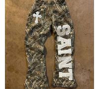 Pantalon de survêtement décontracté pour hommes avec lettre et patch croisé, taille élastique, automne L,M,S,XL,XXLLettres,PlantesTissu tricoté