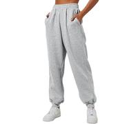 Pantalon de Survêtement Doublé en Polaire pour Femme - Jambe Large et Droite, Jogging, Entraînement, Taille Haute, Yoga Avec Poches, Pantalon Peintre (Grey, S)