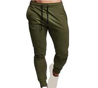 Pantalon de survêtement en coton pour homme - Pantalon de sport gris - Coupe athlétique - Pantalon de jogging côtelé à revers - Pantalon de sport extensible - Pantalon d'entraînement - Taille