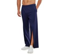 Pantalon De Survêtement Homme Avec Bande Latérale De Jogging Extra Long Avec Poches À Fermeture Éclair Intégrale, Tailles M À 3XL De Survêtement Post-opératoire De Basketball jogger pants(Blue A,M)