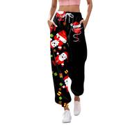 Pantalon de survêtement imprimé de noël pour Femmes, Poches, Taille Haute, Sportif, Coupe athlétique, survêtement Leggings Molleton