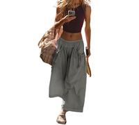 Pantalon de survêtement large pour femme, pantalon court de détente, grandes poches froncées avec cordon de serrage, pantalon cargo ample taille haute, gris, XS