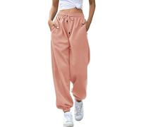 Pantalon de survêtement pour femme - Pantalon de sortie tendance avec poches - Coupe décontractée - Couleur unie - Jambe fuselée - Pantalon de yoga taille haute, rose gold, XL