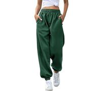 Pantalon de survêtement pour femme - Pantalon de sortie tendance avec poches - Coupe décontractée - Couleur unie - Jambe fuselée - Pantalon de yoga taille haute, Vert, S