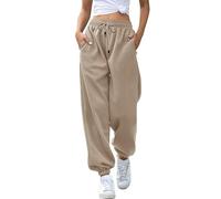 Pantalon de survêtement pour femme - Pantalon de sortie tendance avec poches - Coupe décontractée - Couleur unie - Jambe fuselée - Pantalon de yoga taille haute, kaki, XXL