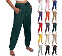 Pantalon de survêtement pour femme petite, pantalon de jogging ample pour femme en molleton uni à ourlet retroussé, vêtements de détente au toucher doux, pantalons de sport pour femme avec poches