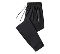 Pantalon de survêtement pour homme, coupe droite, jogging formel, noir, taille élastique, cordon de serrage, extensible, infroissable, coupe ample, décontracté, travail, bureau, jogging, BK1., XL