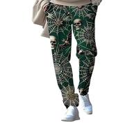 Pantalon de survêtement pour homme - Long - Pantalon d'Halloween avec élastique - Pantalon softshell avec cordon de serrage et poches - Pantalon de loisirs - Imprimé citrouille - Jambe RCA - Pantalon