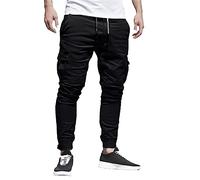 Pantalon de survêtement pour homme Pantalons de jogging décontractés Pantalons de survêtement décontractés Pantalons Hommes Pantalons Bio Homme Couleur Chaîne de Dessin Sport Mode Pantalon Homme, Noir