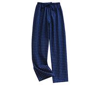Pantalon de survêtement pour homme, printemps et été, système de jour fin, pantalon à carreaux pour la maison, pantalon de pyjama ample, bleu marine, M