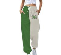 Pantalon de survêtement St Patrick pour femmes, grande taille, cordon de serrage, jambe droite, bas fermé, vert trèfle irlandais, 2# Beige, S