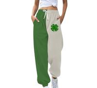 Pantalon de survêtement St Patrick pour femmes, grande taille, cordon de serrage, jambe droite, bas fermé, vert trèfle irlandais, 3#Vert clair, S