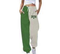 Pantalon de survêtement St Patrick pour femmes, grande taille, cordon de serrage, jambe droite, bas fermé, vert trèfle irlandais, 2#Vert clair, XXL