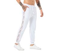Pantalon de survêtement Sweatpants avec rayures latérales Blanc Gr.M