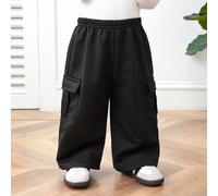 Pantalon de survêtement tricot ample à coupe droite avec poche passepoilée, style coréen décontracté, pour bébé garçon/bébé fille 6-9M,9-12M,12-18M,18-24M,2-3YUnicoloreTissu tricoté