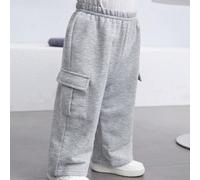 Pantalon de survêtement tricoté style coréen décontracté pour bébé garçon/fille avec poches, coupe ample 6-9M,9-12M,12-18M,18-24M,2-3YUnicoloreTissu tricoté